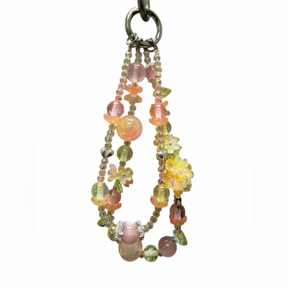 Handmade Floral Beaded Phone Charm/Keychain
